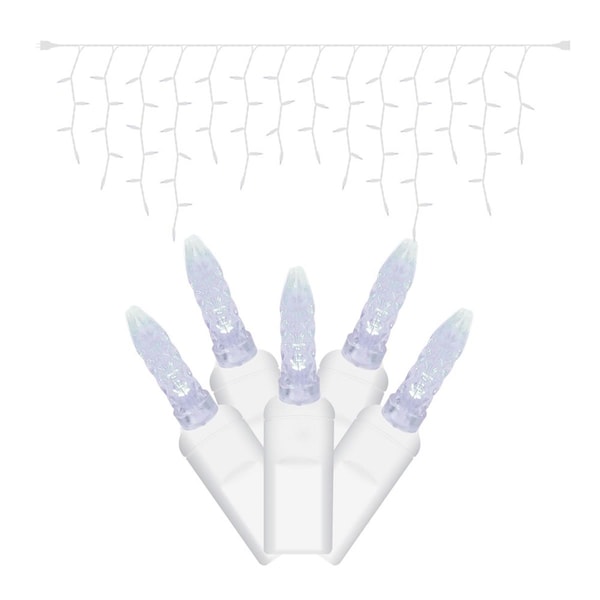 Vickerman White Wire M5 Twinkle 9 ft. Long Icicle Light Set with Cool White LED Lights X6W3205T - main